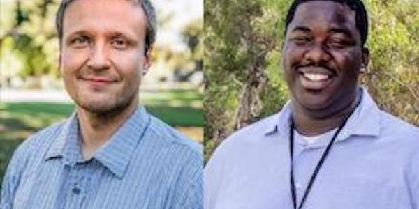 Peter Dahlberg and Ben Ofori-Okai are the 2021 Panofsky Fellows (Jacqueline Orrell/SLAC National Accelerator Laboratory)