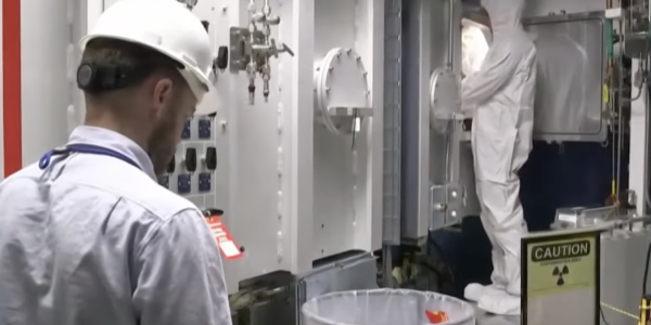 Researchers working in the lab