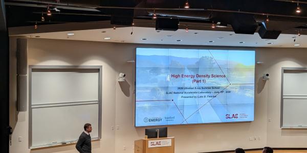 Luke Fletcher gives a lecture at SLAC