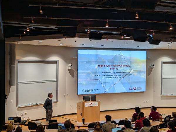 Luke Fletcher gives a lecture at SLAC